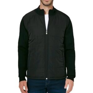 INFINITY Men’s Mixed Media  Black Quilted Front Knit Jacket Medium